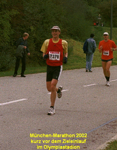 Mnchen-Marathon 2002
kurz vor dem Zieleinlauf
im Olympiastadion